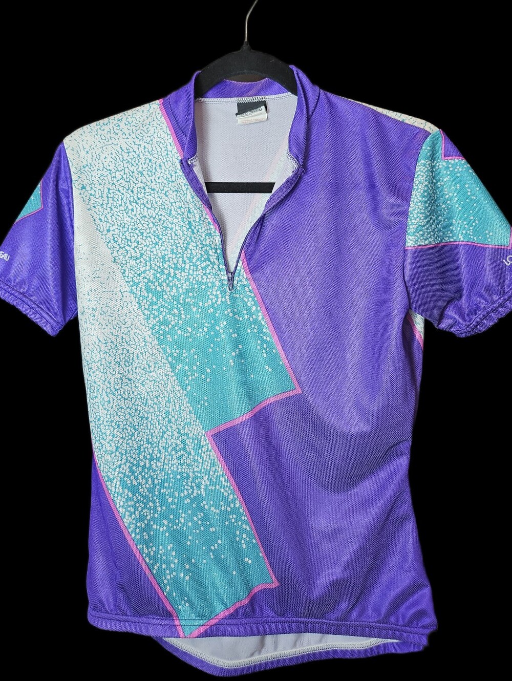 Vintage Louis Garneau 90s Neon Cycling Jersey Geometric Colorblock M